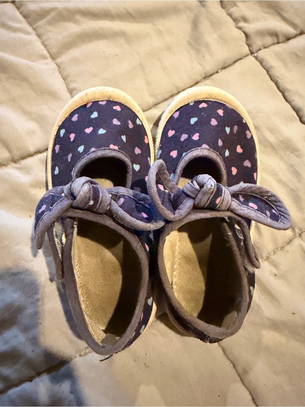 Toddler purple Heart-Print Slip-On Shoes with Bow Accent